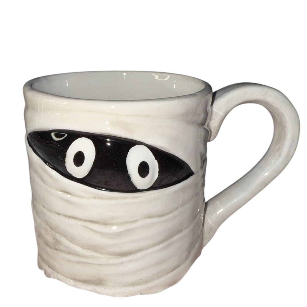 “Blue Sky” Ceramic 16oz Mummy Coffee White and Black Mummy Mug